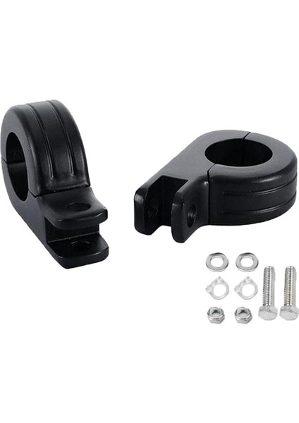 Motosiklet 1-1/2 '' Motor Karayolu Ayağı Peg Montaj Kelepçe Kiti - Siyah (Yurt Dışından)