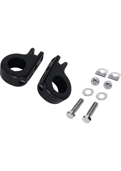 Motosiklet 1-1/2 '' Motor Karayolu Ayağı Peg Montaj Kelepçe Kiti - Siyah (Yurt Dışından)