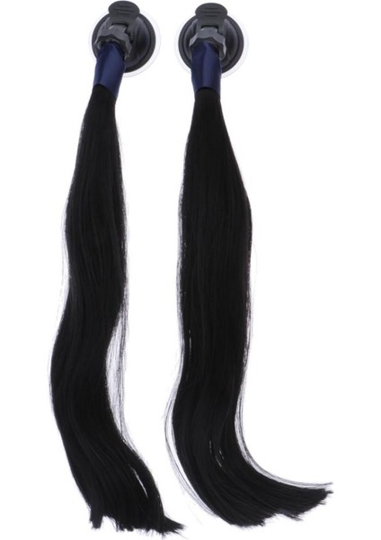 Kask Pigtails Örgüler Motosiklet 35CM Siyah Için At Kuyruğu ve Emme Kupası (Yurt Dışından)
