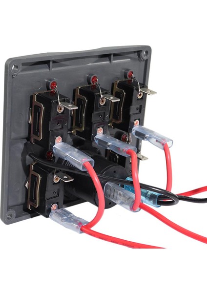 Deniz Geçiş Anahtarı Paneli 5 Çete +12V Güç Soketi 15A Sigorta LED 12-24V Tekne (Yurt Dışından)