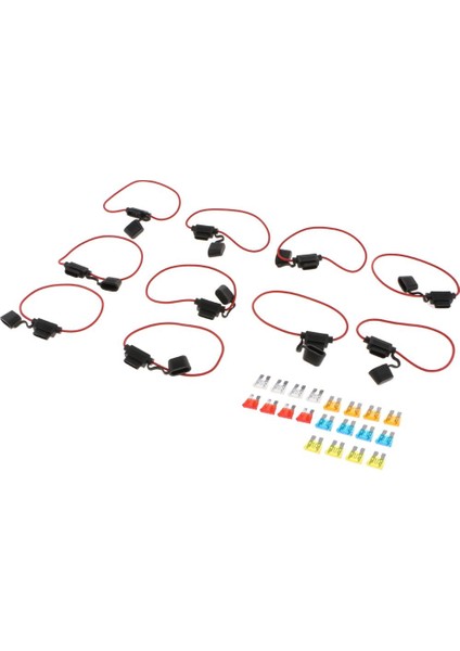 5A 10A 15A 20A 25A Sigortalı Satır Içi Sigorta Tutucu 14AWG Kablo Demeti (Yurt Dışından)