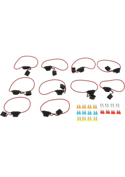 5A 10A 15A 20A 25A Sigortalı Satır Içi Sigorta Tutucu 14AWG Kablo Demeti (Yurt Dışından)