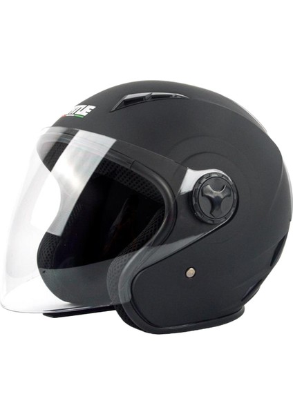 Motosiklet Kaskları Elektrikli Bisiklet Kask Açık Yüz Şeffaf Lens Vizör Erkek Kadın Scooter Motosiklet Moto Bisiklet Kask - Siyah L (Yurt Dışından)