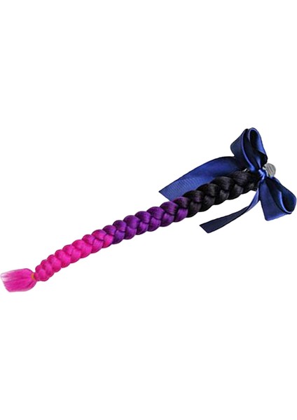 Motosiklet Için Yay Düğümü ile Kask Pigtails Cosplay Peruk Siyah Mor Kırmızı (Yurt Dışından)