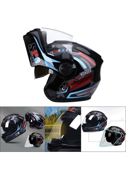 Tam Yüz Flip Up Motosiklet Kask Motocross Helm Hafif Off-Road Siyah (Yurt Dışından) indirimleri