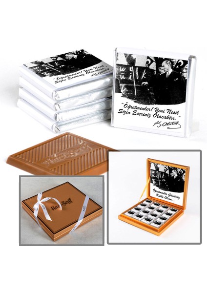 Öğretmenler Günü Hediyesi 32 Adet Madlen Çikolata (Gold Kutu)