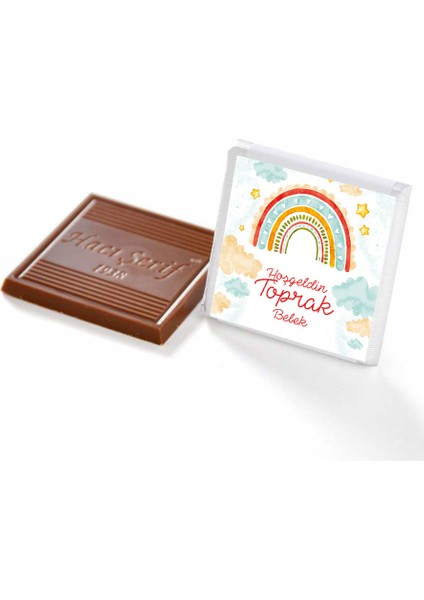 Etiket Baskılı Erkek Bebek Çikolatası (Kare Metal Kutu) 100 Adet Madlen indirimleri