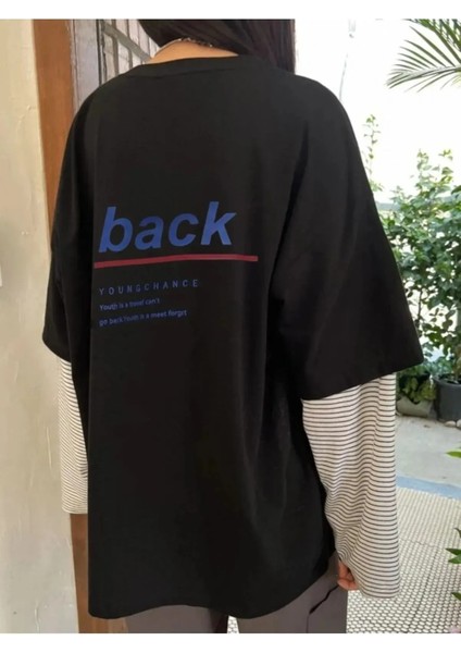 Kadın Back Baskılı Oversize Tişört