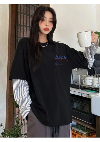 Kadın Back Baskılı Oversize Tişört