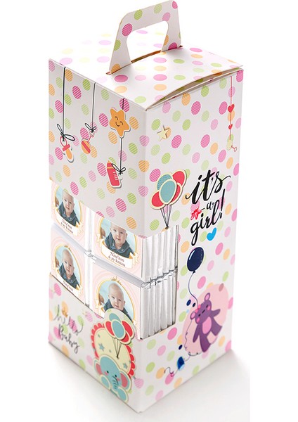 6 Ay Kınası Fotoğraflı Kız Bebek Çikolatası (70 Adet Madlen Çikolata) modelleri