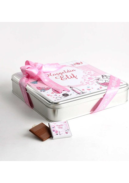 Etiket Baskılı Metal Kutuda 70 Adet Kız Bebek Çikolatası fiyatları