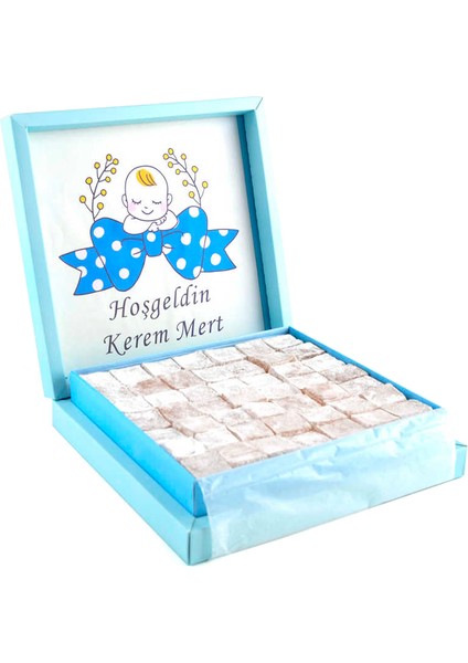 Erkek Bebek Sunum Kutusunda Limon Aromalı Lokum