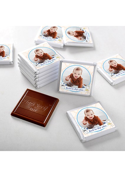 İlk Diş Fotoğraflı Erkek Bebek 32 Adet Madlen Çikolata Sunum Kutulu fiyatları