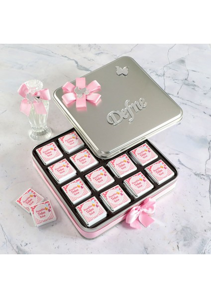 Pembe Bebek 48 Adet Madlen Çikolata Metal Kutu + Kolonya Hediyeli