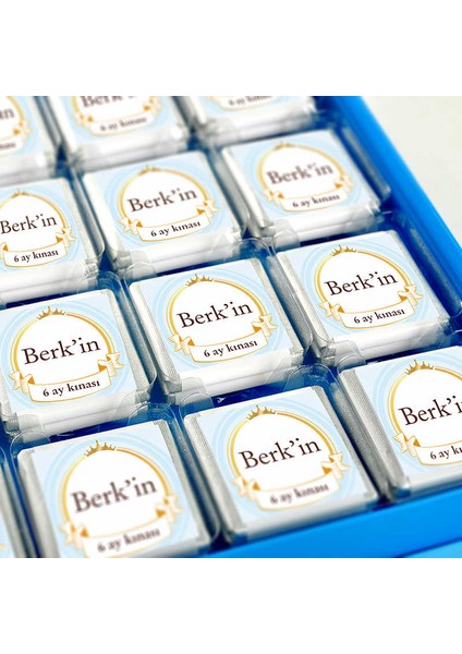Mevlid İsimli Erkek Bebek 32 Adet Madlen Çikolata Sunum Kutulu modelleri