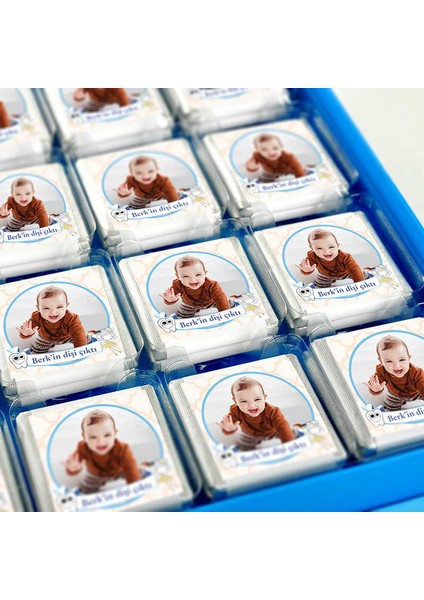 İlk Diş Fotoğraflı Erkek Bebek 48 Adet Madlen Çikolata Sunum Kutulu fiyatları