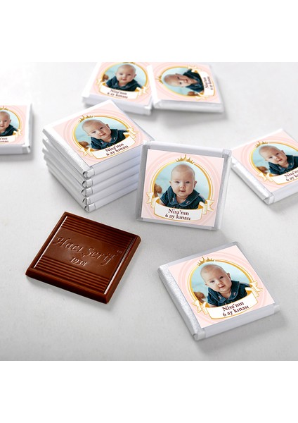 6 Ay Kınası Fotoğraflı Kız Bebek 32 Adet Madlen Çikolata Sunum Kutulu fiyatları