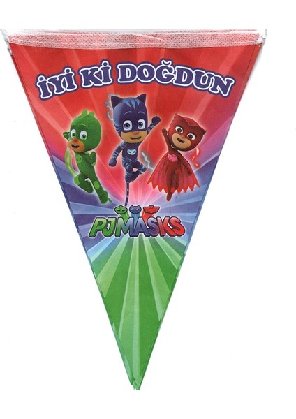 Pj Masks (Pijamaskeliler) Temalı Üçgen Flama Bayrak Süs