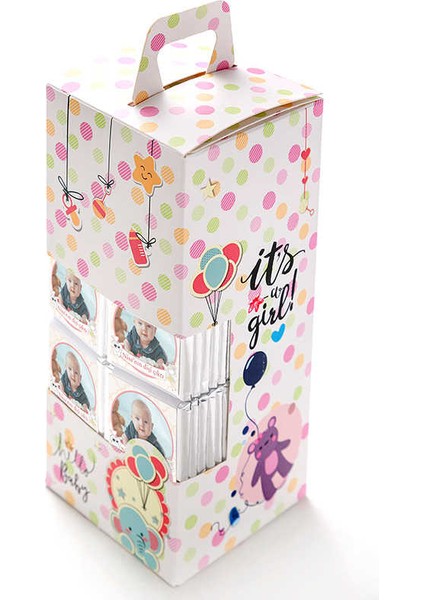 İlk Diş Fotoğraflı Kız Bebek Çikolatası (70 Adet Madlen Çikolata) modelleri