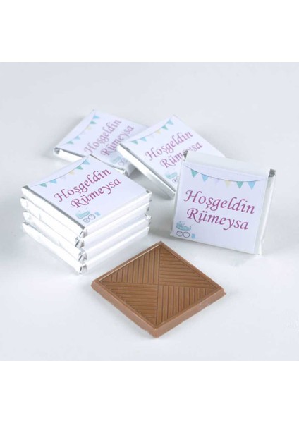 Hoşgeldin Bebek 48 Adet Madlen Çikolata Mor Sunum Kutulu fiyatları