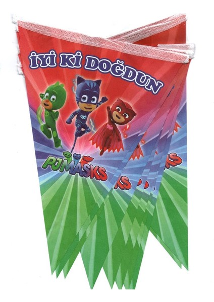 Pj Masks (Pijamaskeliler) Temalı Üçgen Flama Bayrak Süs