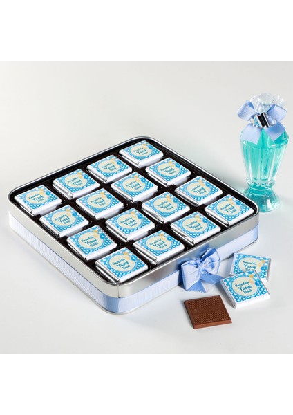 Mavi Bebek 48 Adet Madlen Çikolata Metal Kutu + Gül Suyu Hediyeli fiyatları