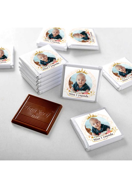 1 Yaş Fotoğraflı Kız Bebek 72 Adet Madlen Çikolata Sunum Kutulu fiyatları