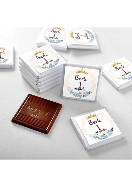 1 Yaş İsimli Erkek Bebek Çikolatası 32 Adet Madlen Çikolata Sunum Kutulu fiyatları