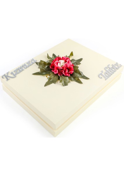 Kız İsteme Çikolatası 60 Madlen Çikolata + Kalp Çikolata + Draje (Krem Kutu) modelleri