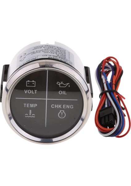 52MM 2 "4 LED Alarm Göstergesi Voltaj Yağı Sıcaklık Ölçer Siyah Yüz 800-00256 Siyah Krom (Yurt Dışından)