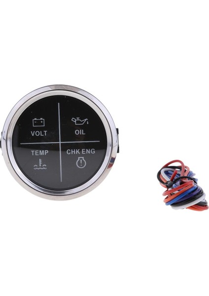 52MM 2 "4 LED Alarm Göstergesi Voltaj Yağı Sıcaklık Ölçer Siyah Yüz 800-00256 Siyah Krom (Yurt Dışından) fiyatları