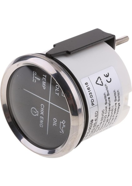 52MM 2 "4 LED Alarm Göstergesi Voltaj Yağı Sıcaklık Ölçer Siyah Yüz 800-00256 Siyah Krom (Yurt Dışından) indirimleri