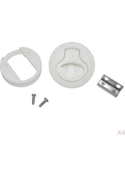4pcs 2 "yuvarlak Kilitleme Floş Çekme Mandalı Hatch Asansör Anahtar Tekne Kapı Güverte Beyaz (Yurt Dışından)