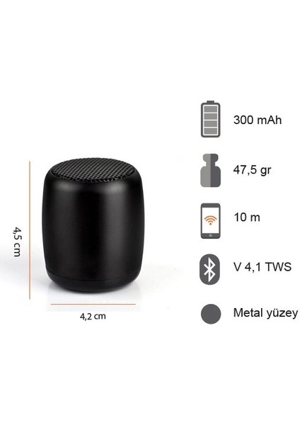 Mini Boy Metal Kablosuz Bluetooth Hoparlör -ALY15