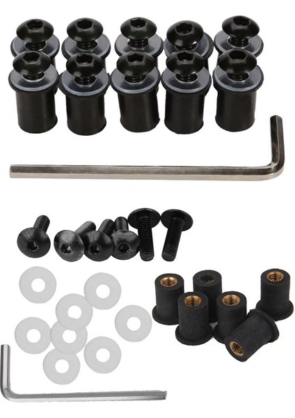 4mm + 5mm Kazanma Ön Cam Vidalı Cıvata Cam Montaj Kuruyemiş Kiti Siyah (Yurt Dışından)