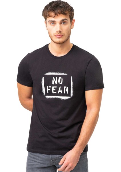 Siyah Bisiklet Yaka Kısa Kol Baskılı Penye Erkek T-shirt M50043