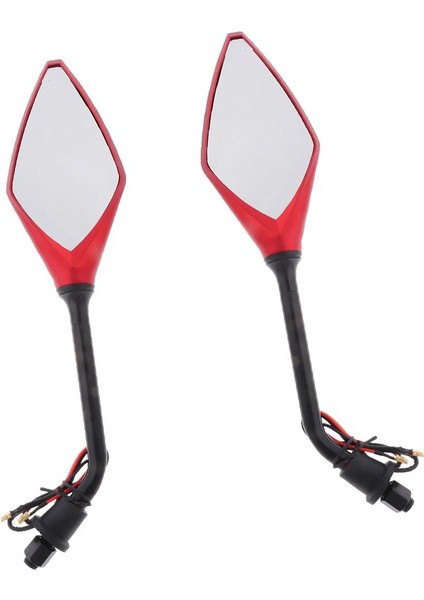 Arka Görünüm Aynaları LED Işık 10MM Iplik Kırmızı ile Motosiklet Için (Yurt Dışından)