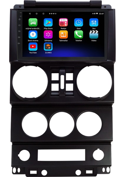 Jeep Wrangler Android 12 Kablosuz Carplay Navigasyon Multimedya Ekran Teyp - MY-0609W-