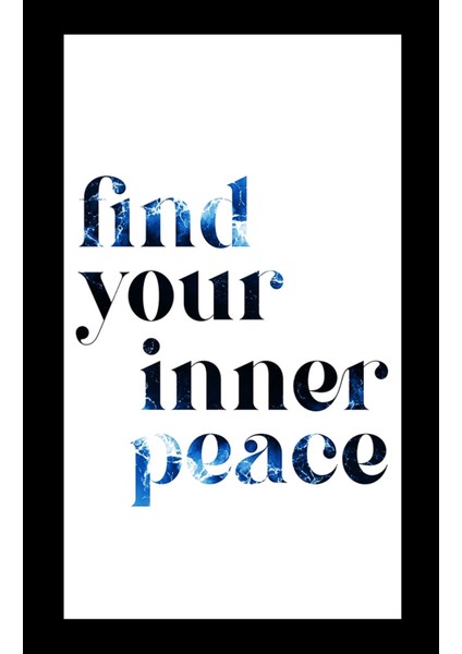 Siyah Çerçeve Görünümlü Huzur Yazılı Duvar Tablosu Retro Ahşap Poster