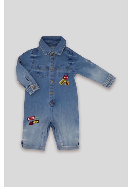 Jean Kumaş Unisex Bayramlık Bebek Uzun Tulum 12324 fırsatları
