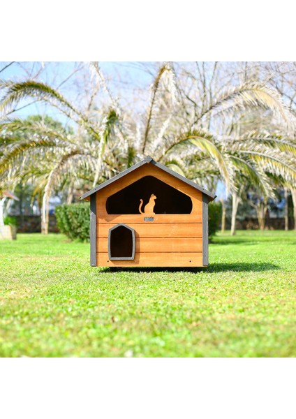 Ahşap Teraslı (Dublex) Kedi Evi