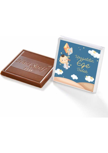 Etiket Baskılı Erkek Bebek Çikolatası (Düz Metal Yuvarlak Kutu) 50 Adet Madlen+Kolonya indirimleri