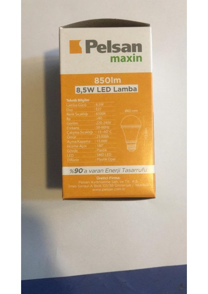 LED Ampül 8,5 Watt Pelsan 5li paket