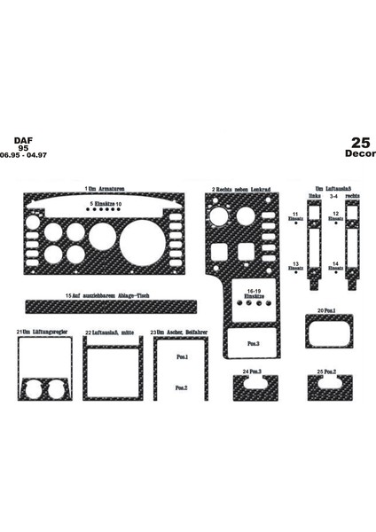 Meriç® Daf 95 Ön Torpido Kaplama Maun 25 Parça 1995-1997