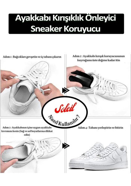 Sneakers Ayakkabı Kırışıklık Önleyici Koruyucu S 35-40 Uyumlu + Beyaz Ayakkabı Bağcığı