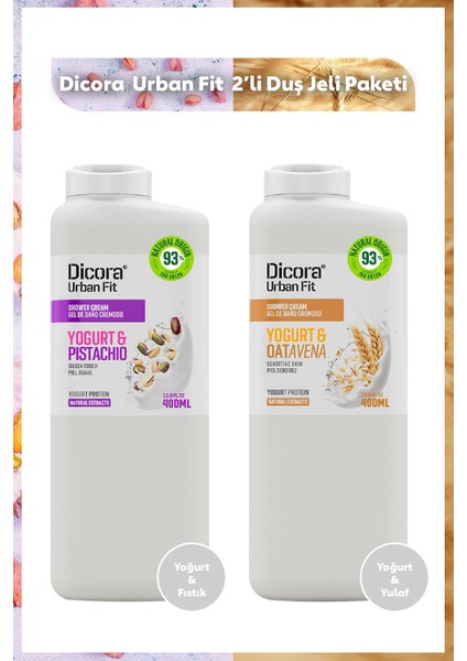 Yogurt & Pistachio Fıstık+B Vitamini Yoğurt ve Yulaf Fit Duş Jeli Paketi