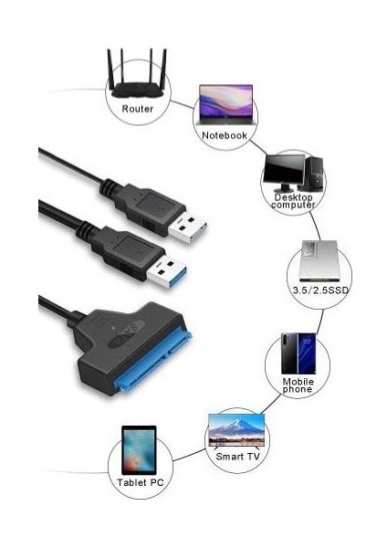 USB 3.0 2.5 3.5 Inç Sata SSD HDD Hard Disk Çevirici Dönüştürücü Adaptör Kablosu