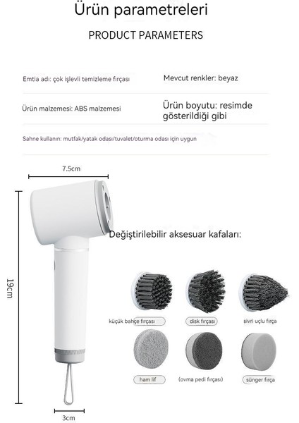 Çok Fonksiyonlu Elektrikli Temizleme Fırçası (Yurt Dışından)