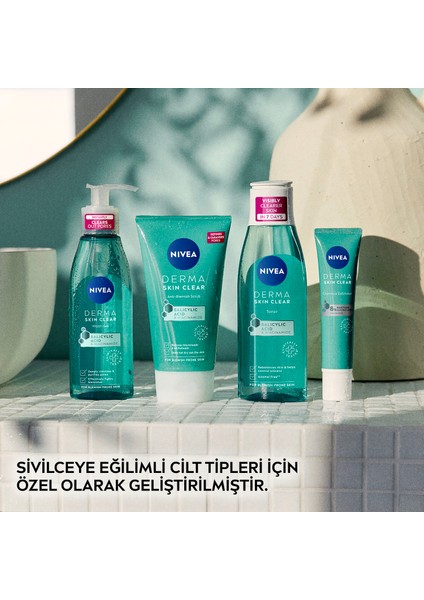 Derma Skin Clear Nisainamid ve Salisilik Asit (BHA) içeren Yüz Temizleme Jeli 150ml ve Tonik 200ml