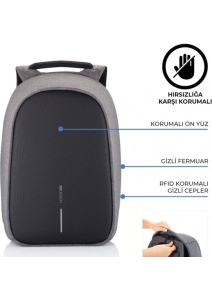 Bobby Hero Unisex Suya Dayanıklı Hırsızlık Önleyici Tasarım Usb Şarj Girişli Akıllı Sırt Çantası - 11,5 L